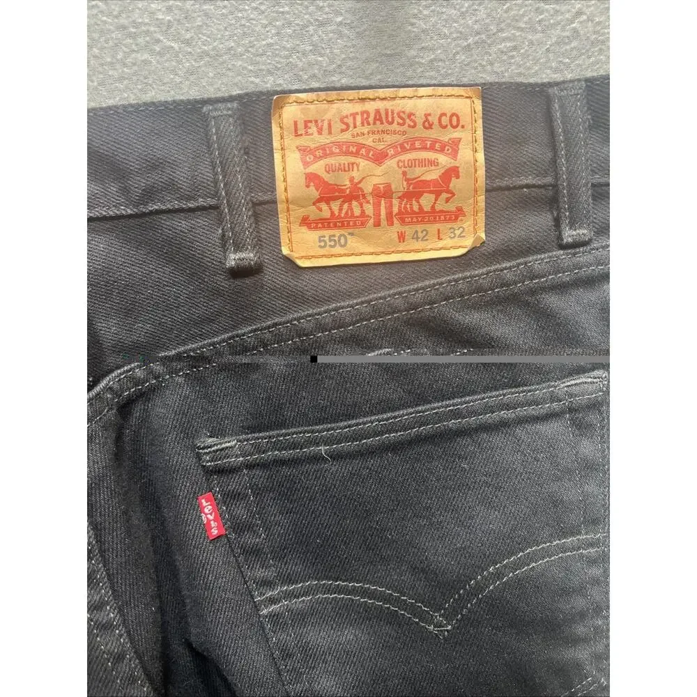 Vintage Levi’s 550 Jeans Loose Fit Straight Leg Denim Black Mens 42X32 READ